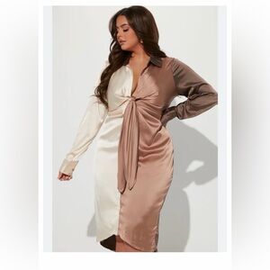 NWT Satin Colorblock Dress